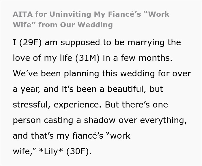 “I Wanted To Scream”: Bride Is Sick Of Fiancé’s “Work Wife” Interfering With Their Relationship “I Wanted To Scream”: Bride Is Sick Of Fiancé’s “Work Wife” Interfering With Their Relationship