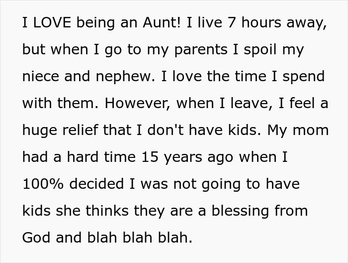 Woman Rejects Dying Parents’ Plea To Adopt Nephew: “Huge Relief That I Don't Have Kids” Woman Rejects Dying Parents’ Plea To Adopt Nephew: “Huge Relief That I Don't Have Kids”