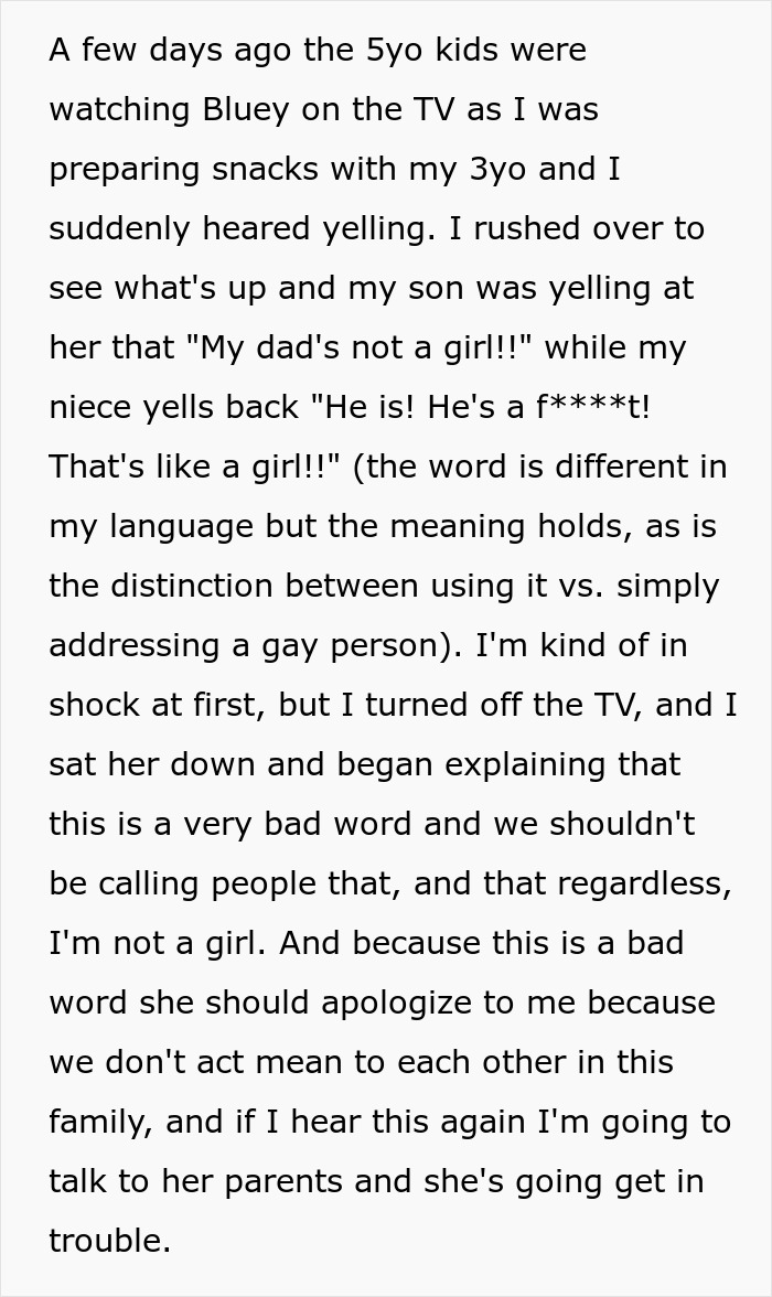 Man Always Babysits His Niece, But Refuses To Do So After She Calls Him A Slur Learned From Her Dad Man Always Babysits His Niece, But Refuses To Do So After She Calls Him A Slur Learned From Her Dad
