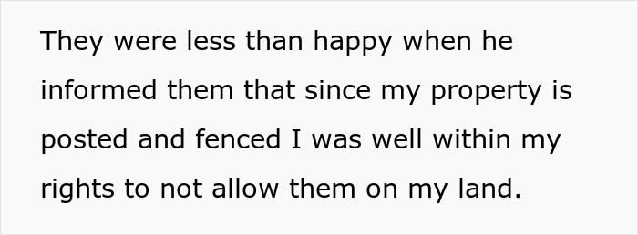 Text about a farmer asserting his rights to HOA, emphasizing property boundary and ownership. Text about a farmer asserting his rights to HOA, emphasizing property boundary and ownership.