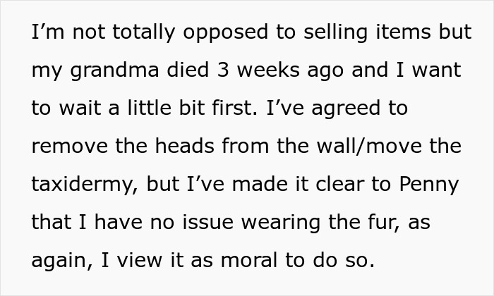 Text conversation about hesitating to sell family heirlooms after grandmother's death. Text conversation about hesitating to sell family heirlooms after grandmother's death.