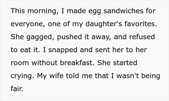 Text excerpt about a man's frustration with family food complaints. Text excerpt about a man's frustration with family food complaints.