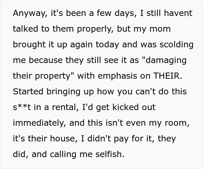 Text excerpt about a parent's reaction to a 20-year-old losing keys and entering their home. Text excerpt about a parent's reaction to a 20-year-old losing keys and entering their home.