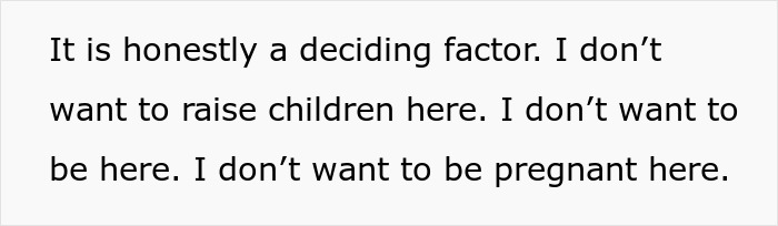 Text expressing reluctance to start a family, highlighting a deciding factor in pregnancy and raising children decisions. Text expressing reluctance to start a family, highlighting a deciding factor in pregnancy and raising children decisions.