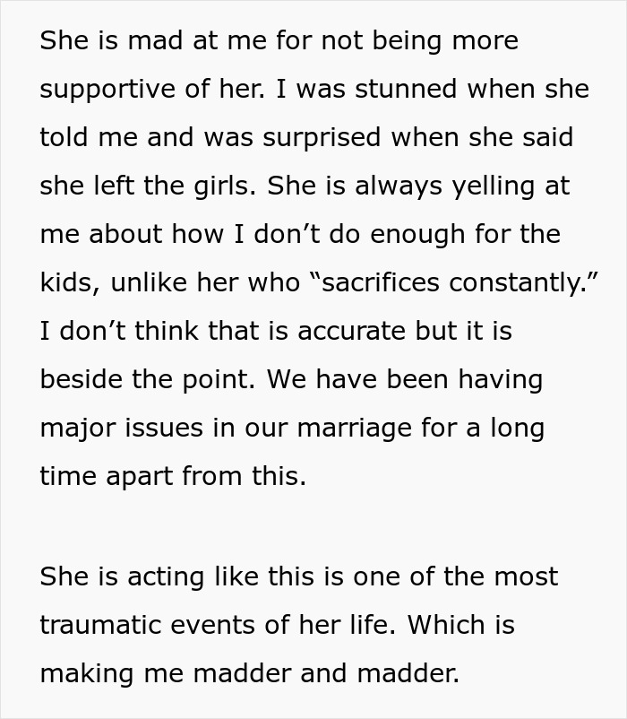 Text message about a wife's reaction to a surprise, neglecting twin babies, and marital issues. Text message about a wife's reaction to a surprise, neglecting twin babies, and marital issues.