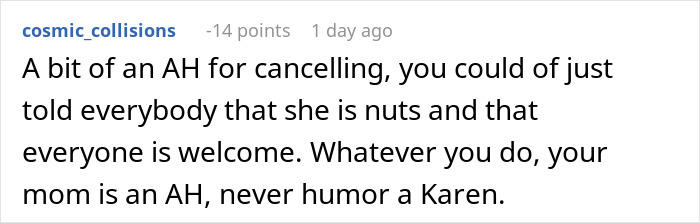 Comment about familial conflict over Thanksgiving rules. Comment about familial conflict over Thanksgiving rules.