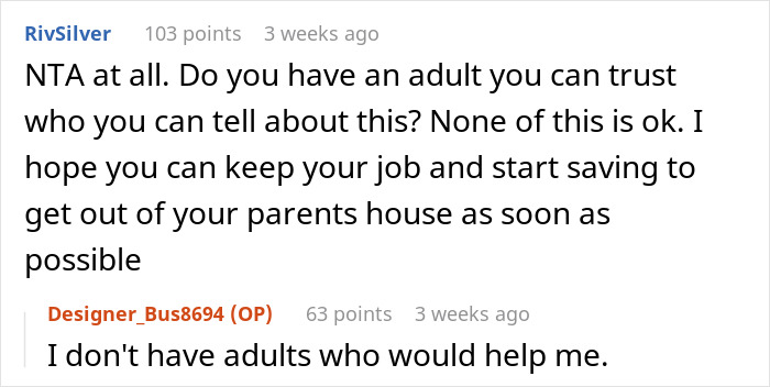 Reddit comment thread discussing family pressure and seeking advice. Reddit comment thread discussing family pressure and seeking advice.