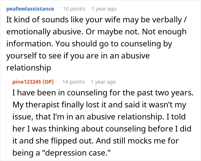 Text exchange discussing emotional abuse and counseling advice. Text exchange discussing emotional abuse and counseling advice.