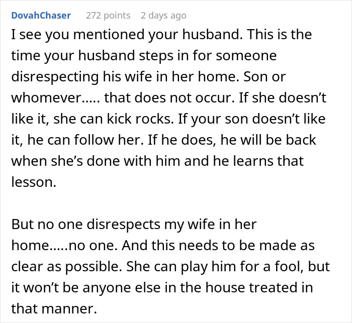 Son's GF Keeps Saying "No Ring, No Wife Duties" After Every Dinner, Mom Doesn't Want Her At House Son's GF Keeps Saying "No Ring, No Wife Duties" After Every Dinner, Mom Doesn't Want Her At House