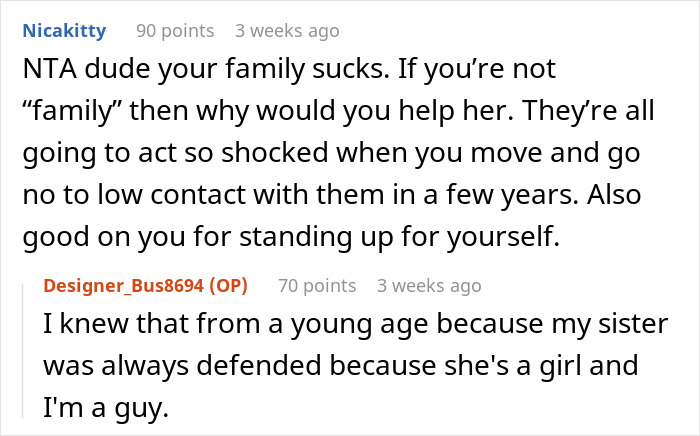 Reddit conversation about a woman pressuring teen brother to change his name and be a nanny. Reddit conversation about a woman pressuring teen brother to change his name and be a nanny.