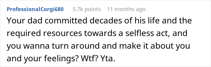 Reddit comment criticizing a person for being selfish about an inheritance situation. Reddit comment criticizing a person for being selfish about an inheritance situation.