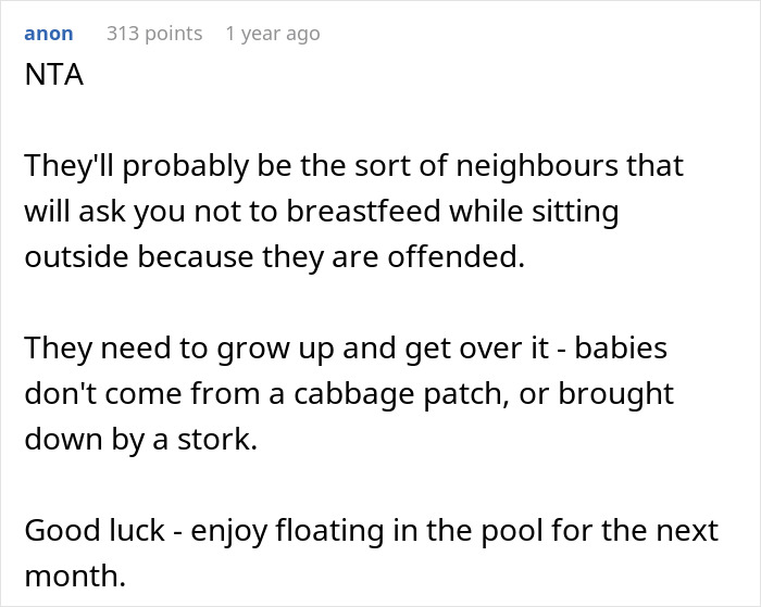Husband Laughs After Neighbor Asks His Pregnant Wife To Cover Up While Swimming In Her Own Pool Husband Laughs After Neighbor Asks His Pregnant Wife To Cover Up While Swimming In Her Own Pool