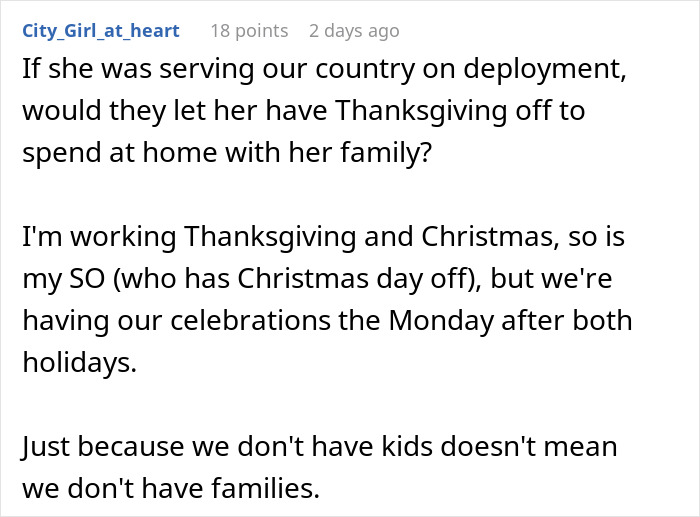 Mom Wants Coworker To Cover Her On Holiday Because She Doesn’t Have Kids, Gets A Reality Check Mom Wants Coworker To Cover Her On Holiday Because She Doesn’t Have Kids, Gets A Reality Check