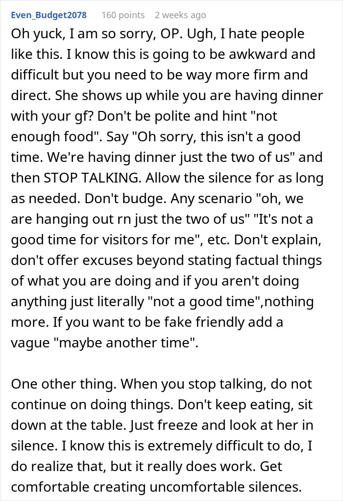 Text screenshot about handling awkward encounters with an HOA president hitting on a resident. Text screenshot about handling awkward encounters with an HOA president hitting on a resident.