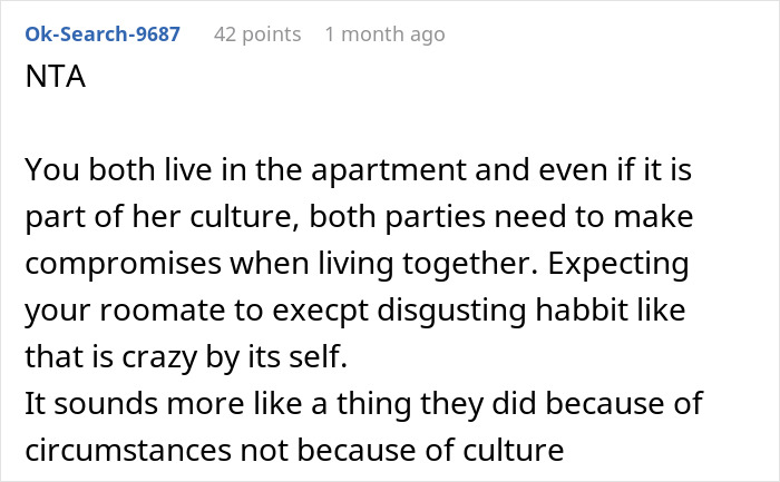 Woman Discovers Roommate’s “Gross” Habit, Gets Accused Of Disrespecting Her Culture Woman Discovers Roommate’s “Gross” Habit, Gets Accused Of Disrespecting Her Culture