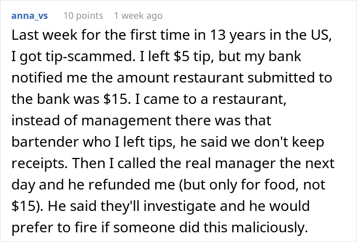 Text describing a customer's experience with a stealth tip scam by a cashier. Text describing a customer's experience with a stealth tip scam by a cashier.