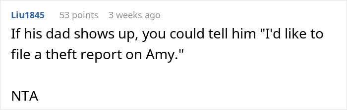 Text discussing a theft report related to a food-thieving roommate prank. Text discussing a theft report related to a food-thieving roommate prank.
