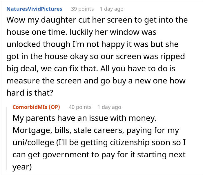 20YO finds room trashed by parents after losing keys; discussion about family financial issues. 20YO finds room trashed by parents after losing keys; discussion about family financial issues.