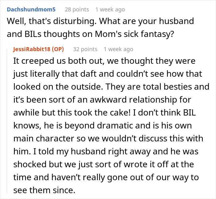 Reddit users discuss shocking mother-in-law plan involving sister-in-law carrying future baby. Reddit users discuss shocking mother-in-law plan involving sister-in-law carrying future baby.