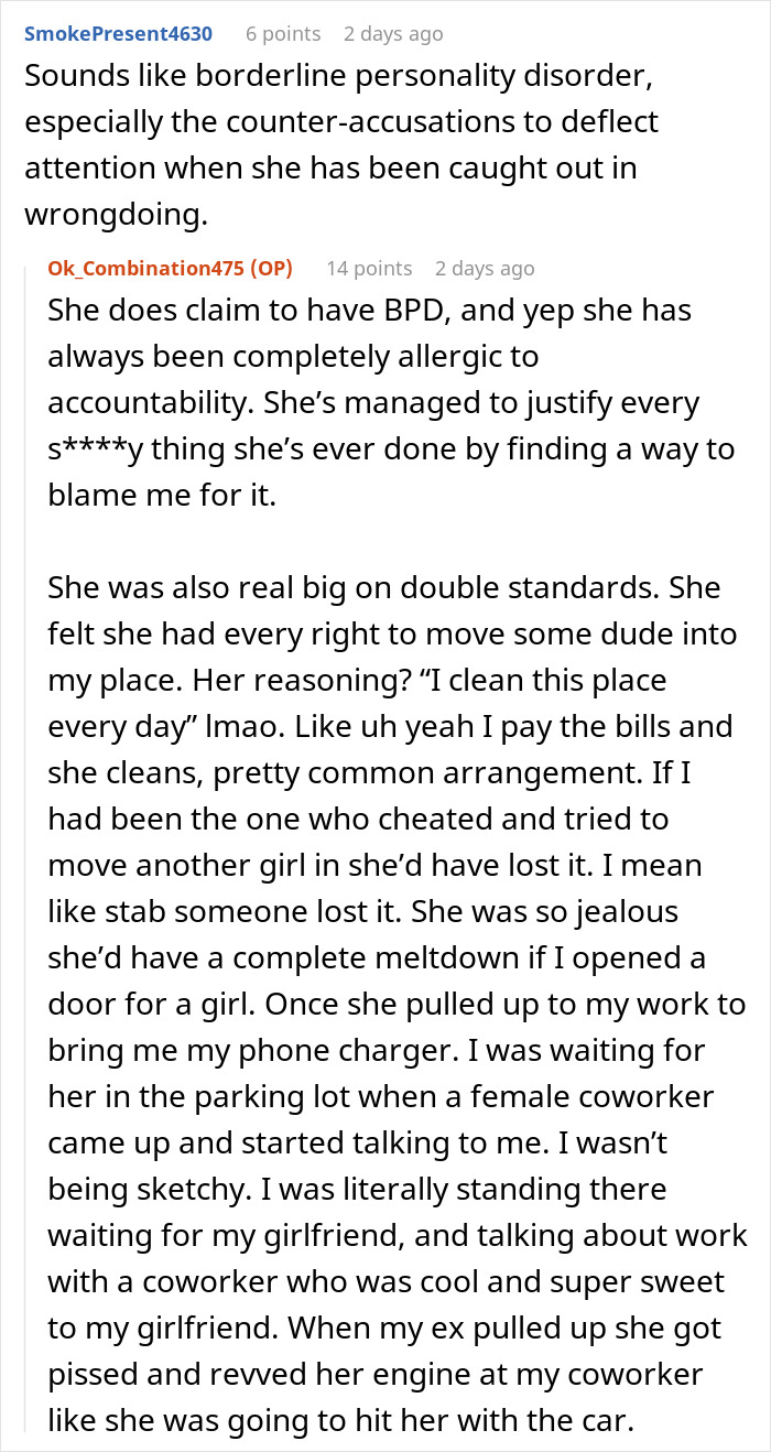 Reddit thread discussing entitlement and relationship issues after cheating. Reddit thread discussing entitlement and relationship issues after cheating.