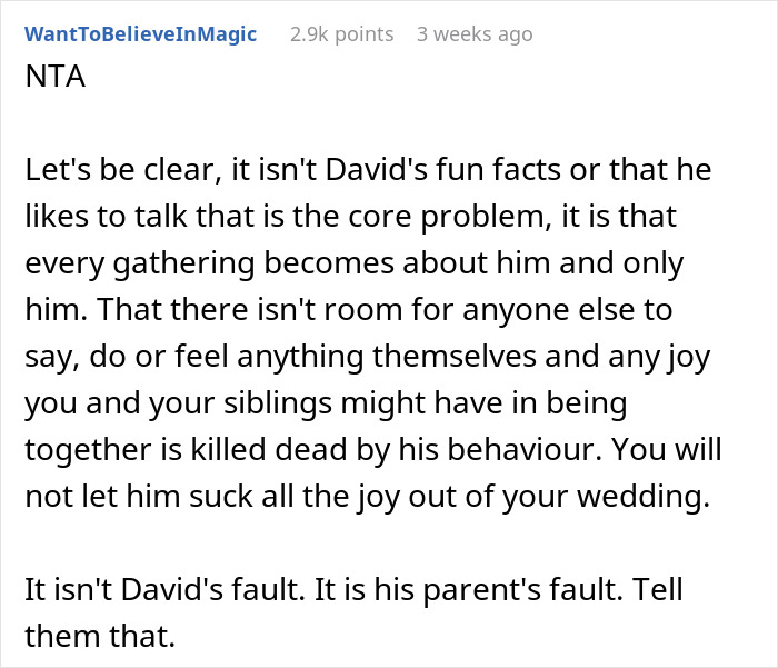 Brother Dominates Every Family Gathering With His ‘Fun Facts’, Gets Excluded From Wedding Brother Dominates Every Family Gathering With His ‘Fun Facts’, Gets Excluded From Wedding