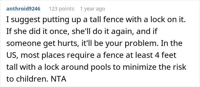 Comment on pool safety advice and installing a locked fence to prevent unauthorized use. Comment on pool safety advice and installing a locked fence to prevent unauthorized use.