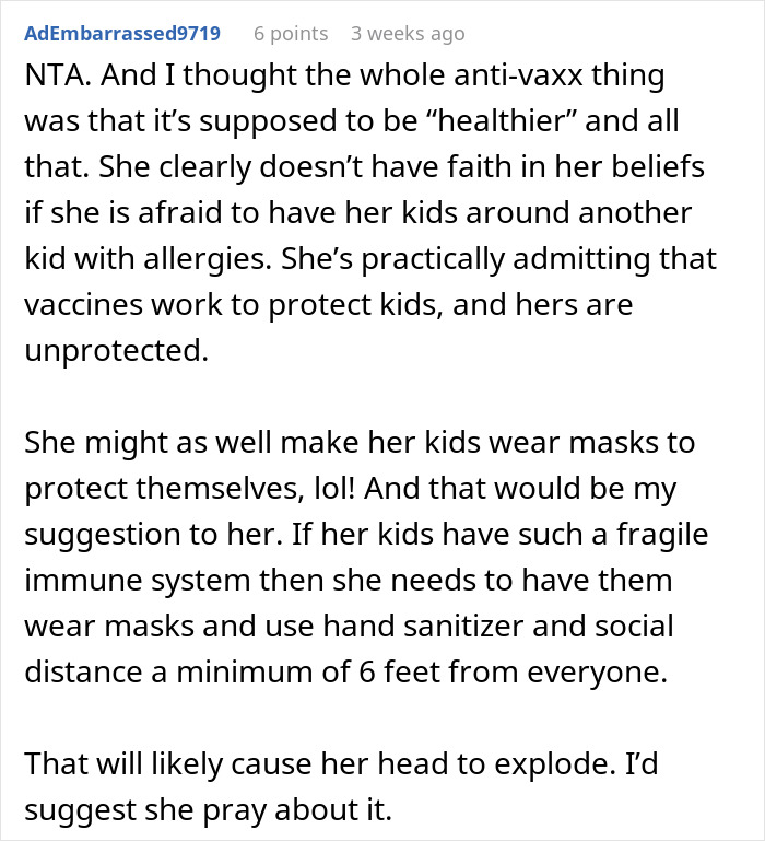 Mom Refuses To Accommodate Anti-Vax Sister’s Kids By Excluding Her Own “Sick” Son From Wedding Mom Refuses To Accommodate Anti-Vax Sister’s Kids By Excluding Her Own “Sick” Son From Wedding