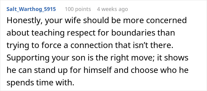 Supportive dad encourages son to set boundaries, sparking family drama. Supportive dad encourages son to set boundaries, sparking family drama.