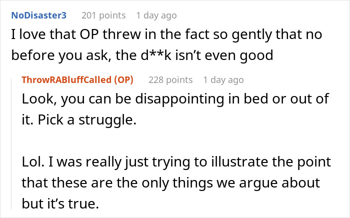 Reddit comments about a husband attempting manipulation and being called out. Reddit comments about a husband attempting manipulation and being called out.