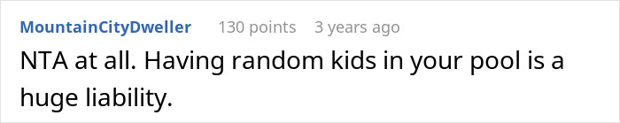 Comment highlighting liability of kids alone in pools. Comment highlighting liability of kids alone in pools.