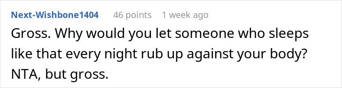 Comment criticizing the state of a boyfriend's bed, calling it gross and expressing disbelief. Comment criticizing the state of a boyfriend's bed, calling it gross and expressing disbelief.