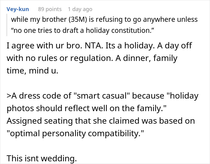 Text exchange discussing strict Thanksgiving rules; brother refuses to attend unless rules are relaxed. Text exchange discussing strict Thanksgiving rules; brother refuses to attend unless rules are relaxed.