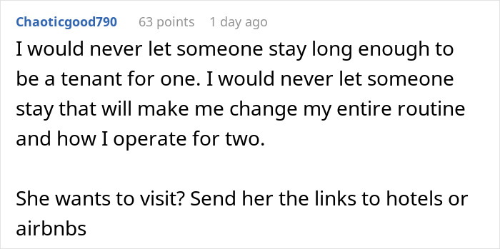Text response about couple trying to impose rules during an unwanted visit to a sister's apartment. Text response about couple trying to impose rules during an unwanted visit to a sister's apartment.