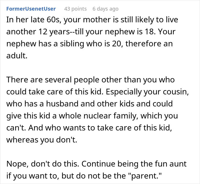 Woman Rejects Dying Parents’ Plea To Adopt Nephew: “Huge Relief That I Don't Have Kids” Woman Rejects Dying Parents’ Plea To Adopt Nephew: “Huge Relief That I Don't Have Kids”