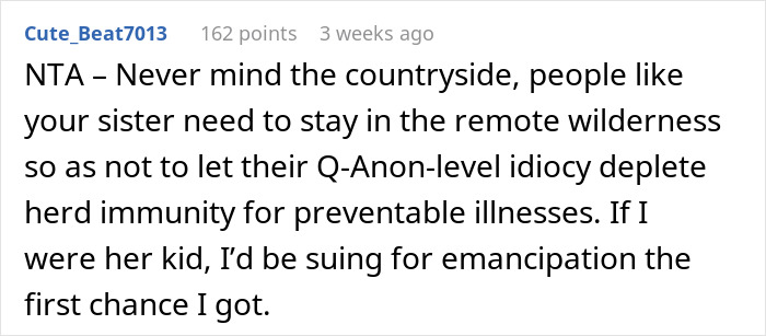 Mom Refuses To Accommodate Anti-Vax Sister’s Kids By Excluding Her Own “Sick” Son From Wedding Mom Refuses To Accommodate Anti-Vax Sister’s Kids By Excluding Her Own “Sick” Son From Wedding