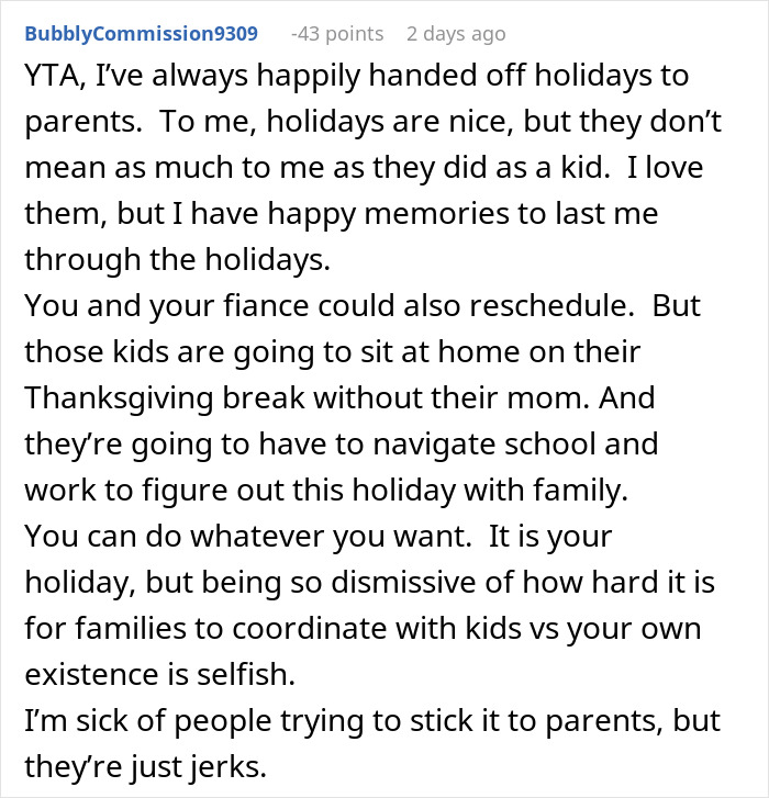 Mom Wants Coworker To Cover Her On Holiday Because She Doesn’t Have Kids, Gets A Reality Check Mom Wants Coworker To Cover Her On Holiday Because She Doesn’t Have Kids, Gets A Reality Check