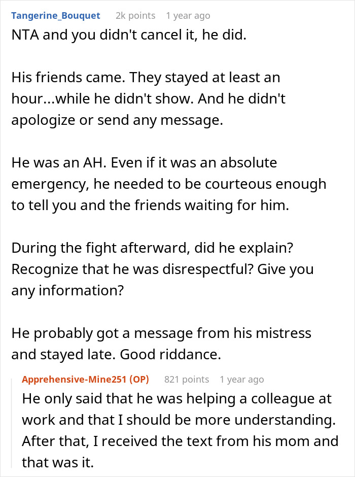 Woman Cancels BF’s Party Because He Was Late, Gets A Text From His Mom Woman Cancels BF’s Party Because He Was Late, Gets A Text From His Mom