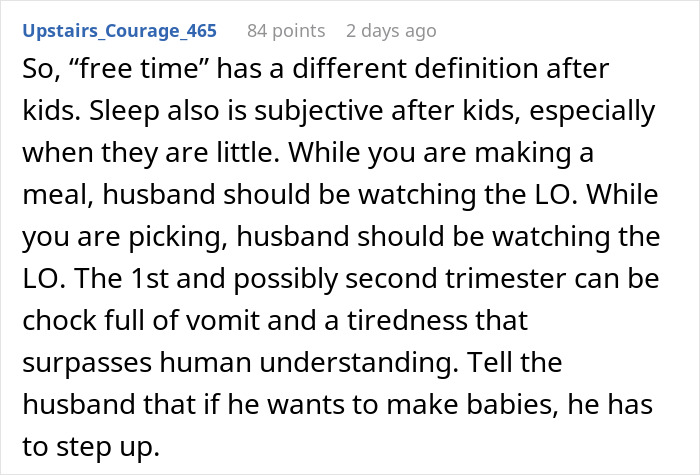 Advice on parenting responsibilities, highlighting husband's role during wife's pregnancy. Advice on parenting responsibilities, highlighting husband's role during wife's pregnancy.