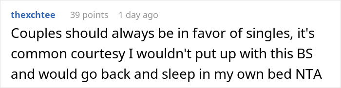 Reddit comment about couples ending up on air mattresses during family holidays. Reddit comment about couples ending up on air mattresses during family holidays.