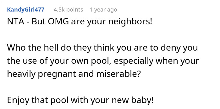 Husband Laughs After Neighbor Asks His Pregnant Wife To Cover Up While Swimming In Her Own Pool Husband Laughs After Neighbor Asks His Pregnant Wife To Cover Up While Swimming In Her Own Pool