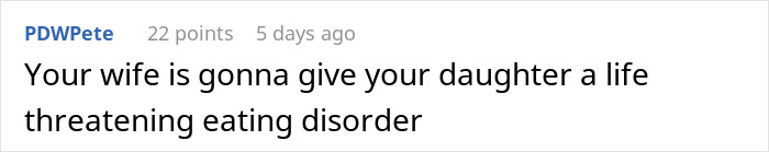 Comment about food complaints and eating disorder concerns. Comment about food complaints and eating disorder concerns.