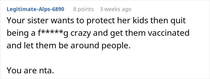 Mom Refuses To Accommodate Anti-Vax Sister’s Kids By Excluding Her Own “Sick” Son From Wedding Mom Refuses To Accommodate Anti-Vax Sister’s Kids By Excluding Her Own “Sick” Son From Wedding