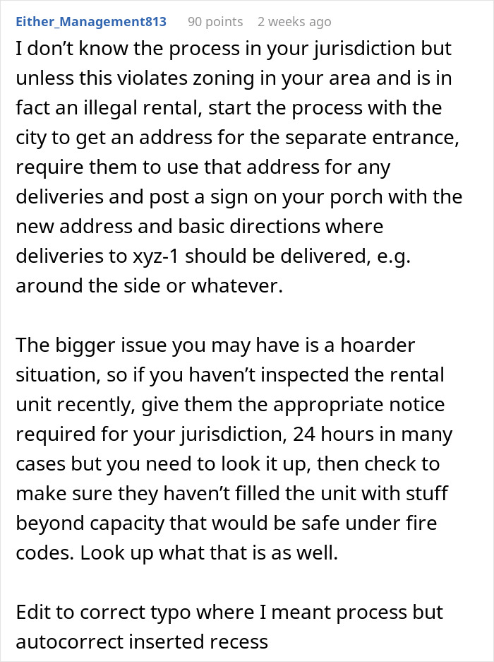 Comment about rental zoning, tenant issues, and hoarding advice. Comment about rental zoning, tenant issues, and hoarding advice.