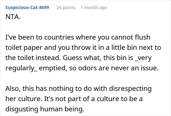 Woman Discovers Roommate’s “Gross” Habit, Gets Accused Of Disrespecting Her Culture Woman Discovers Roommate’s “Gross” Habit, Gets Accused Of Disrespecting Her Culture