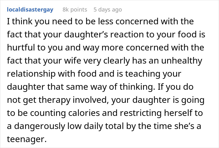 Reddit comment discussing unhealthy relationship with food and its impact on family dynamics. Reddit comment discussing unhealthy relationship with food and its impact on family dynamics.