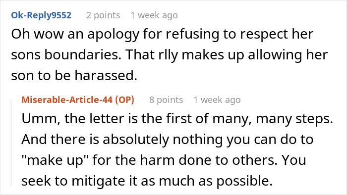 Screenshot of online comments about a dad supporting his son, leading to family drama. Screenshot of online comments about a dad supporting his son, leading to family drama.