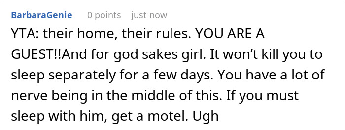 Comment criticizing a couple for always ending up on air mattress during family holidays. Comment criticizing a couple for always ending up on air mattress during family holidays.