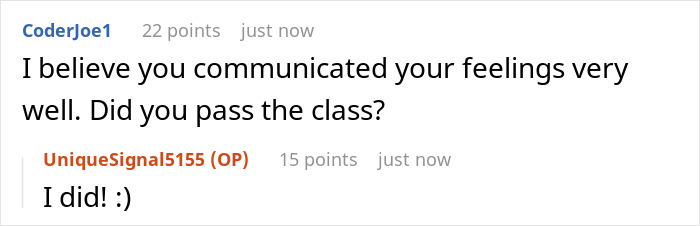 Online comments discussing a teen's methods to counteract bullying and successfully pass a class. Online comments discussing a teen's methods to counteract bullying and successfully pass a class.