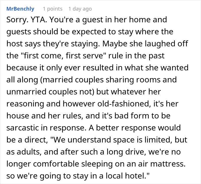 Text exchange about couple sleeping on an air mattress during family holidays, highlighting patience lost. Text exchange about couple sleeping on an air mattress during family holidays, highlighting patience lost.