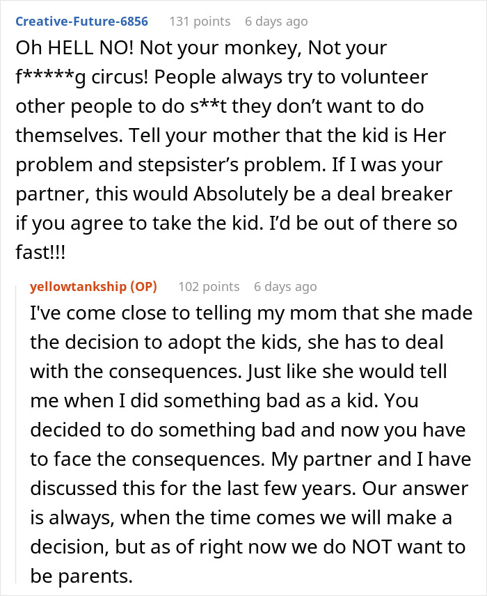 Woman Rejects Dying Parents’ Plea To Adopt Nephew: “Huge Relief That I Don't Have Kids” Woman Rejects Dying Parents’ Plea To Adopt Nephew: “Huge Relief That I Don't Have Kids”